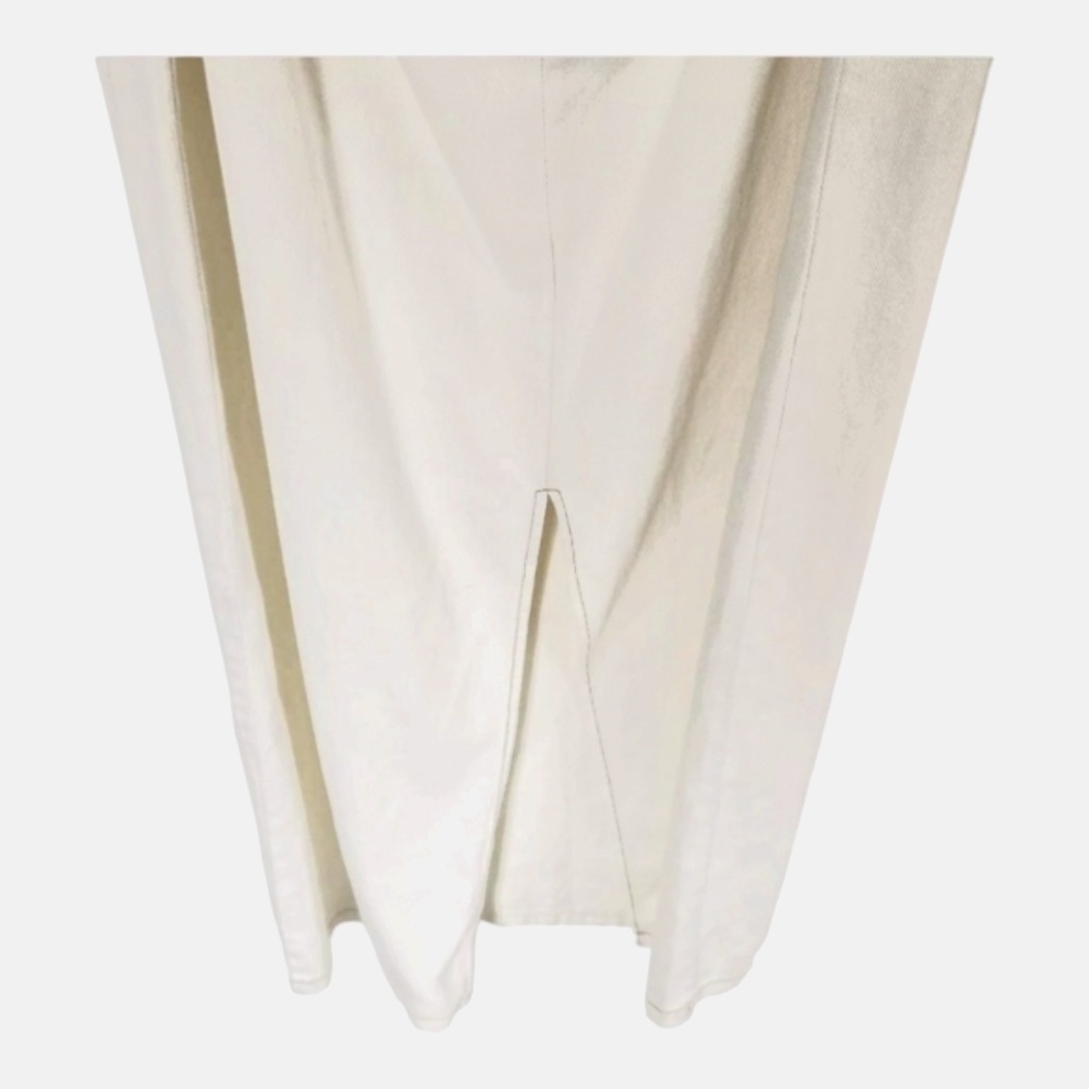 Future Collective Maxi Ivory Denim Bib Dress with Cute Bow Back - Picture 10 of 15